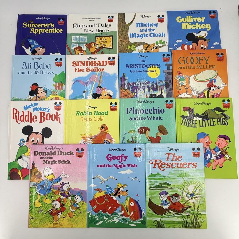 Vintage 1970's Walt Disney Wonderful World Of Reading Books Lot Of 13 Mickey